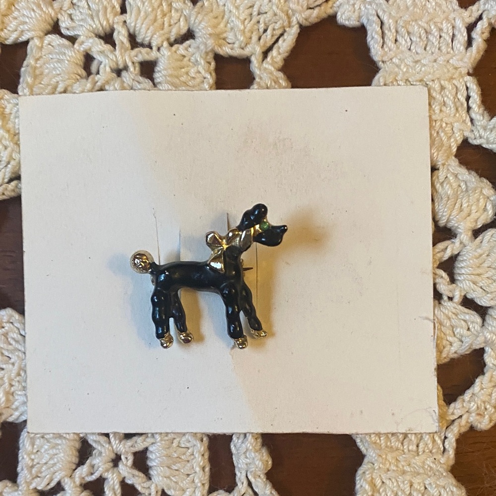 Vintage Black and Gold Poodle Brooch